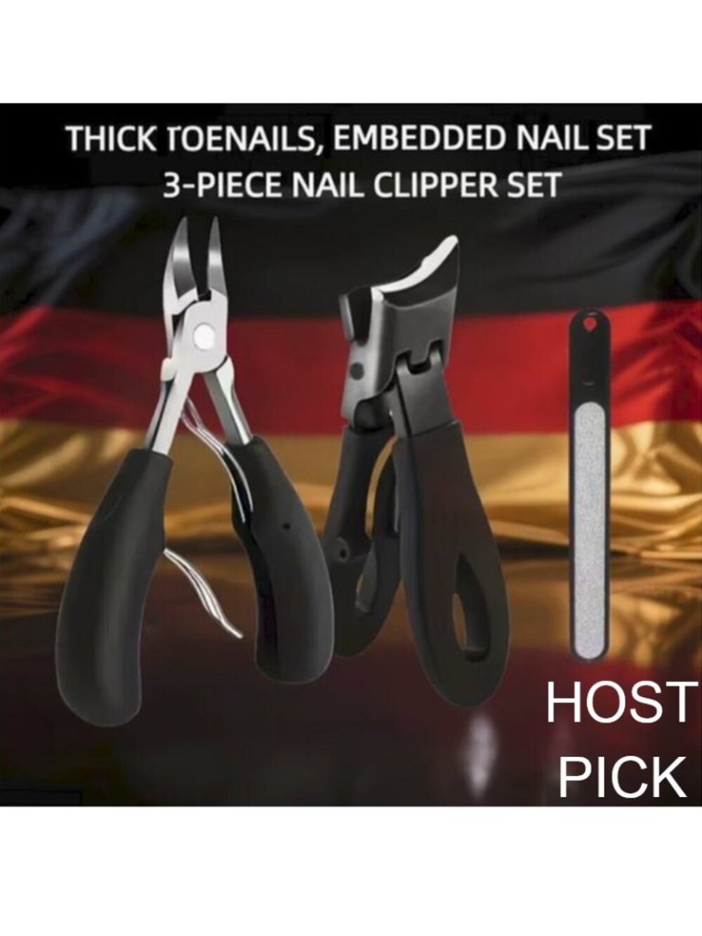 NWT 3-Piece Toenail Clipper Set Toe Nail EZ Grip Fingernail File Finger Nail 3Pc
